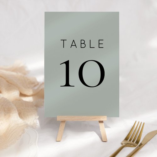 Silvery Sage Green Wedding Table Number