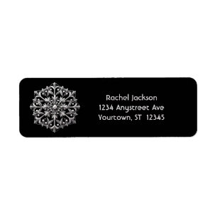 Silvery Snowflake on Black Label