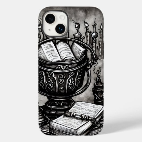 Silvery Steampunk Cauldron Spellbooks and Potions Case_Mate iPhone 14 Plus Case