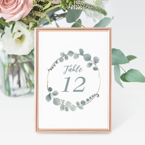 Silvery Watercolor Eucalyptu Wedding Table Numbers