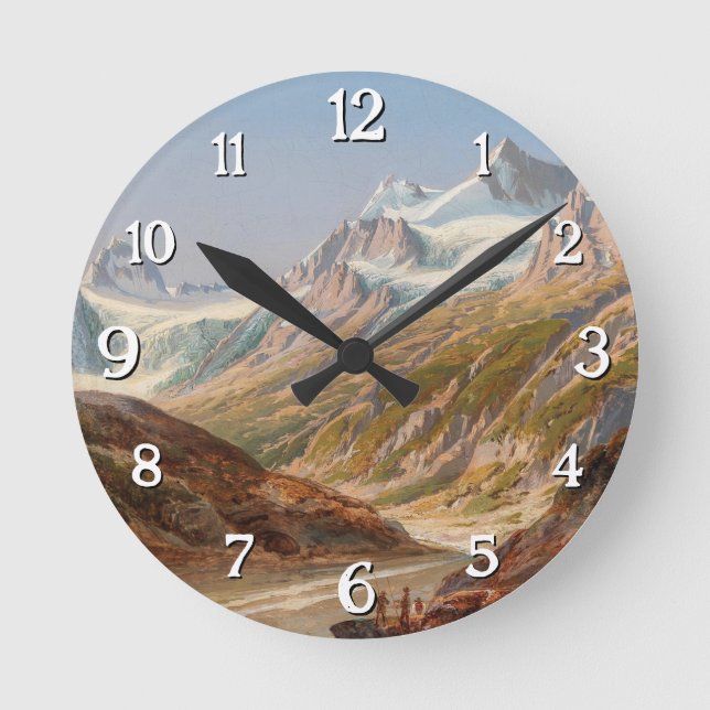 Silvretta Mountain Landscape – Ignaz Dorn Round Clock (Front)