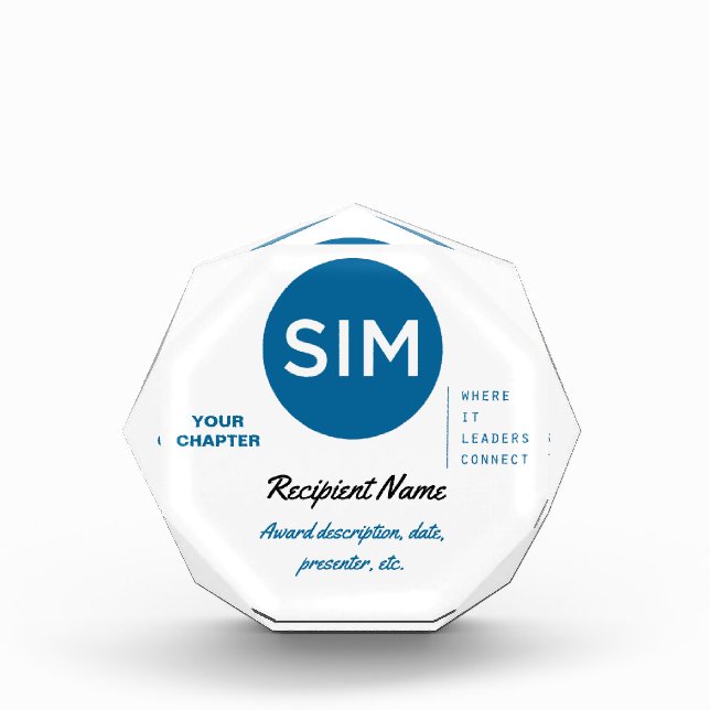 SIM Award in Teal (Front)