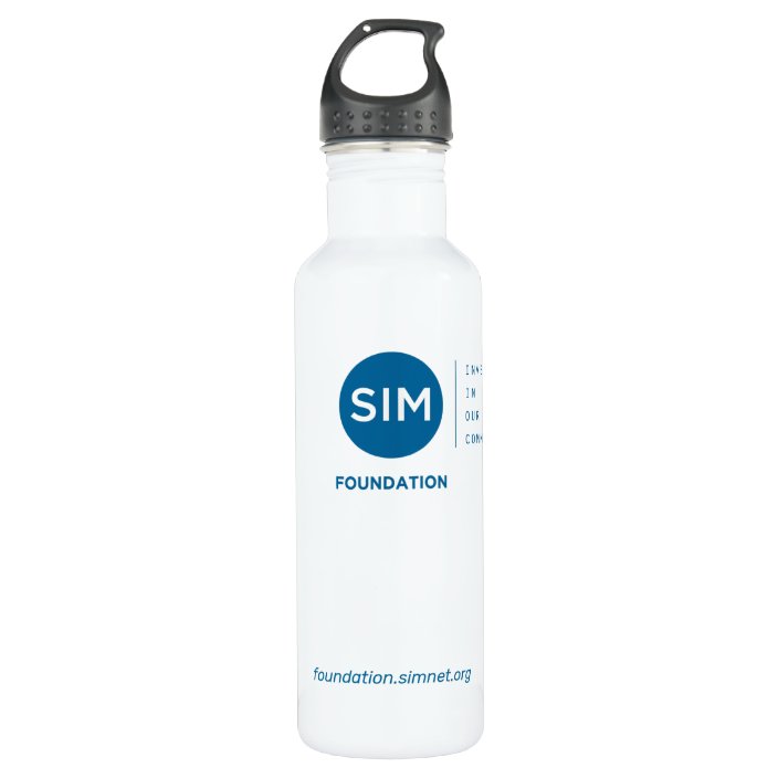 SIM Foundation Water Bottle with Teal Logo | Zazzle.com