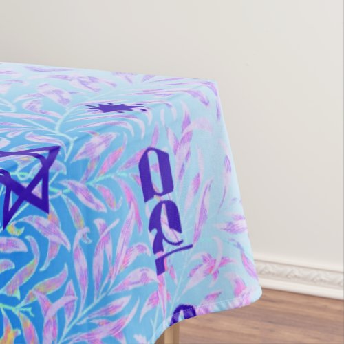 Siman Tov and Mazal Tov blue violet Tablecloth