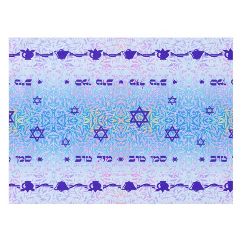 Siman Tov and Mazal Tov blue violet Tablecloth