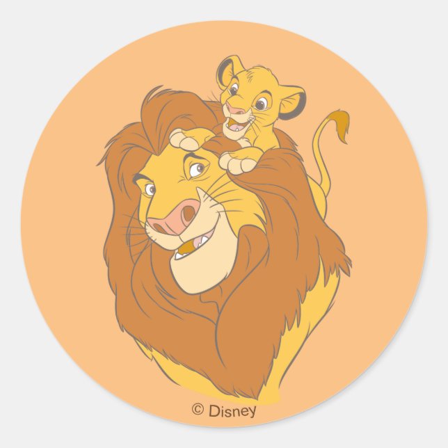 Simba Climbing Mufasa Classic Round Sticker (Front)