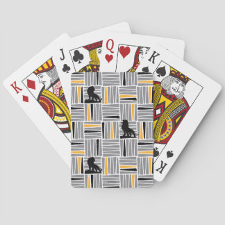 Simba Gray & Gold Hatched Pattern Playing Cards