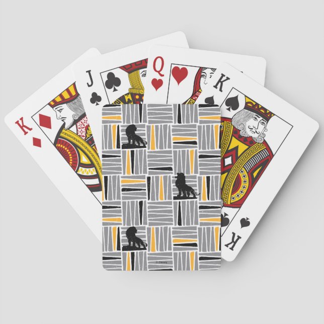 Simba Gray & Gold Hatched Pattern Playing Cards (Back)