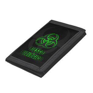 Símbolo Verde Brillante de Riesgo Biológico Tri-fold Wallet