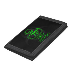 Símbolo Verde Brillante de Riesgo Biológico Tri-fold Wallet
