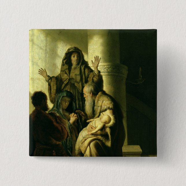Simeon and Hannah in the Temple, c.1627 Pinback Button (Front)