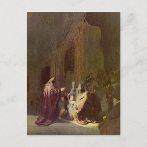 Simeon in the temple by Rembrandt Postcard
