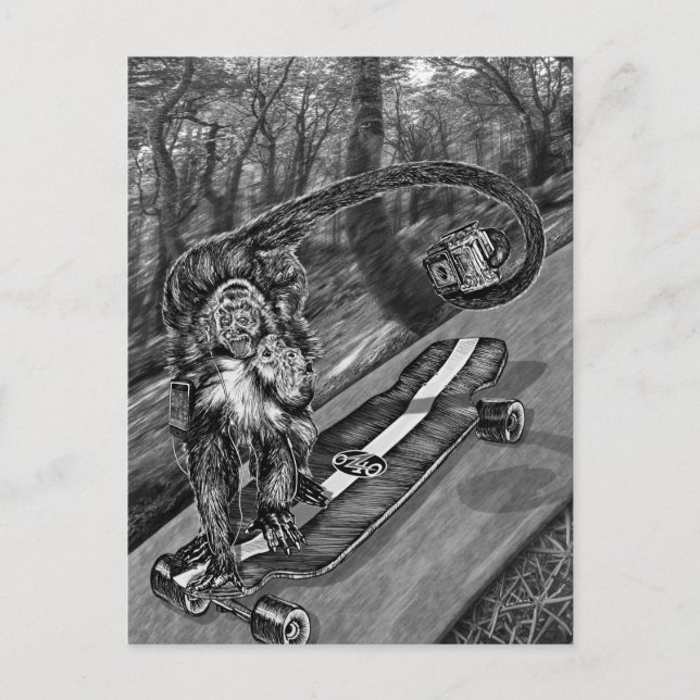 Simeon Skateboard Selfie Postcard (Front)
