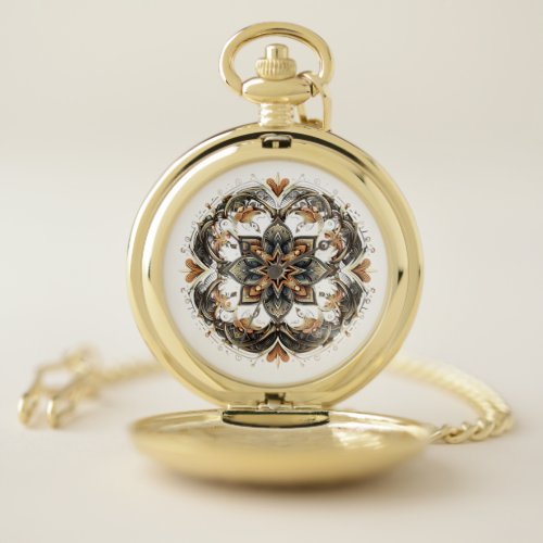 Simetrical and geometrical pattern _floral star pocket watch