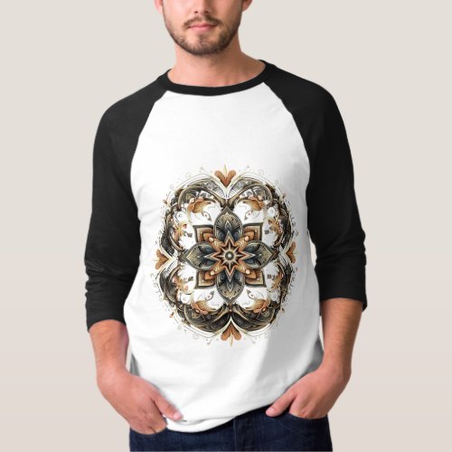 Simetrical and geometrical pattern _floral star T_Shirt