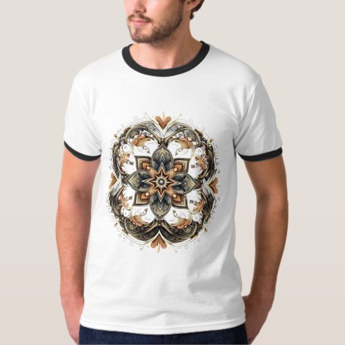 Simetrical and geometrical pattern _floral star T_Shirt