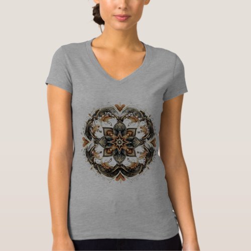 Simetrical and geometrical pattern _floral star T_Shirt