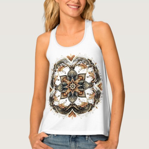 Simetrical and geometrical pattern _floral star tank top