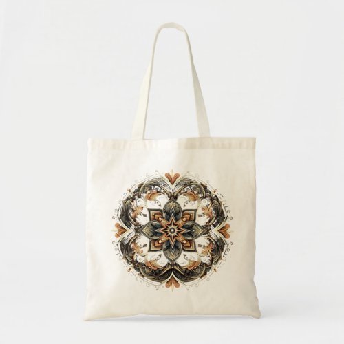 Simetrical and geometrical pattern _floral star tote bag