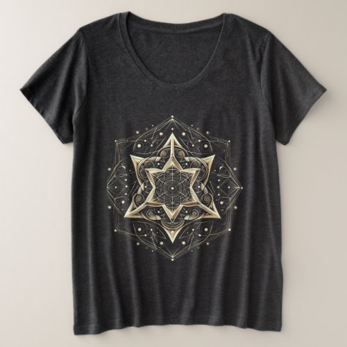 Simetrical and geometrical pattern  plus size T_Shirt