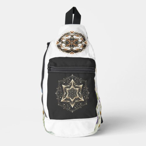 Simetrical and geometrical pattern  sling bag