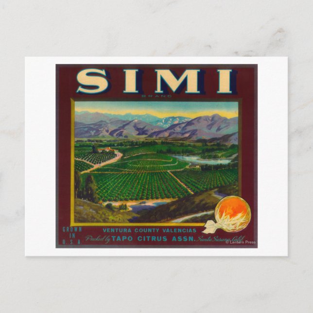 Simi Orange LabelSanta Susana, CA Holiday Postcard (Front)