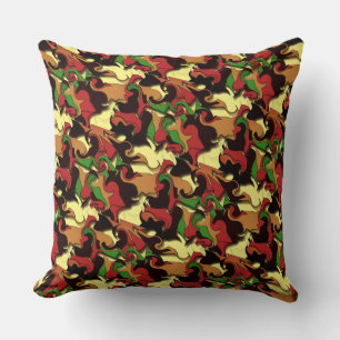 Similar to camouflage, green, brown, yellow, black throw pillow