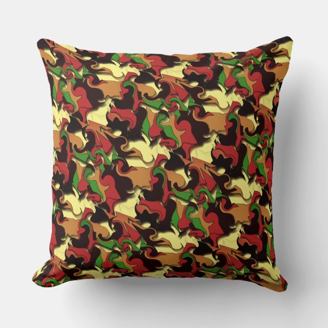 Similar to camouflage, green, brown, yellow, black throw pillow (Front)