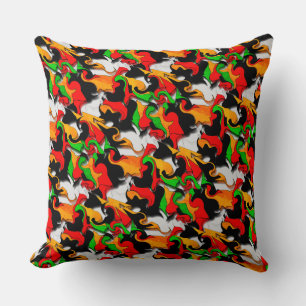 Similar to marine coral, textured red orange green throw pillow