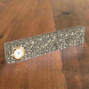Similar to wall texture of suede or khaki color desk name plate