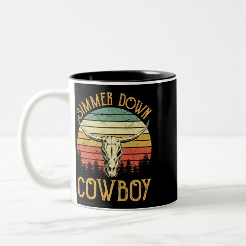 Simmer Down Cowboy Cowgirl Country Music Western B Two_Tone Coffee Mug