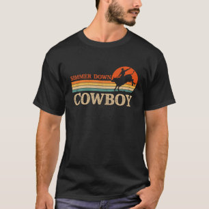 Simmer Down Cowboy Riding Bull Vintage Western Rod T-Shirt
