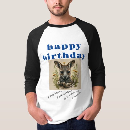 simmi fashion happy birthday baby kangaroo peeking T_Shirt