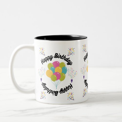 simmi fashion happy birthday pop color balloons  Two_Tone coffee mug