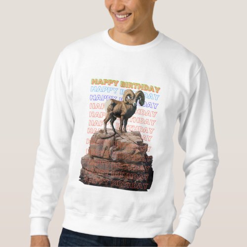 SimmiFashion happy birthday mountain rock ibex Sweatshirt