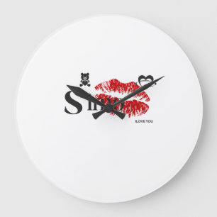 Simo I Love You ❤️ Romantic Love Design Large Clock