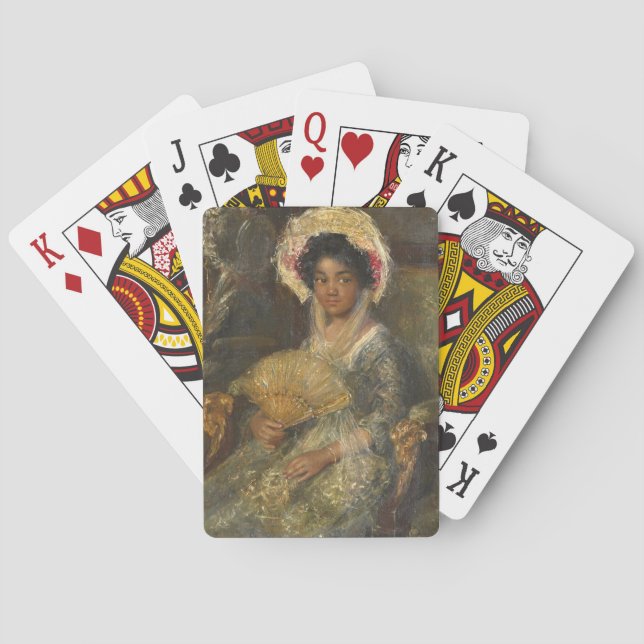 Simon Maris - Young Woman with a Fan Playing Cards (Back)