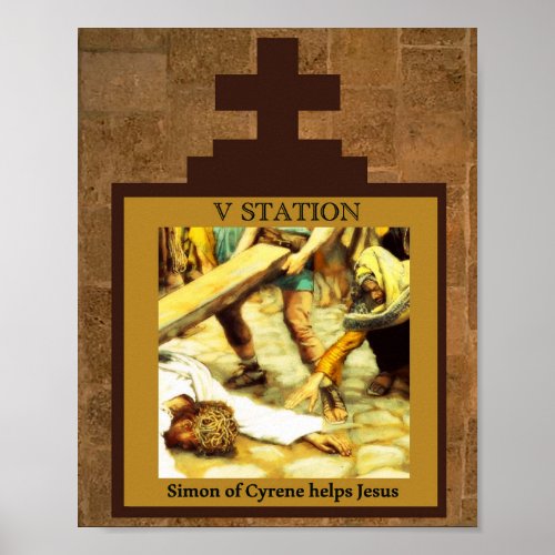 Simon of Cyrene Helps Jesus Station 5 Poster