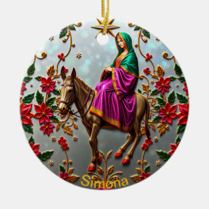 SIMONA ~ Mary on the Donkey ~ Ceramic Ornament