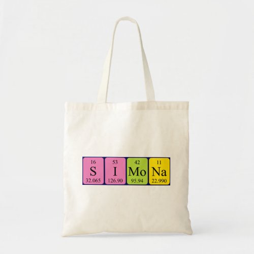 Simona periodic table name tote bag