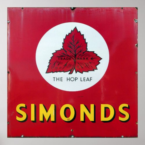 Simonds Beer vintage enamel sign Poster