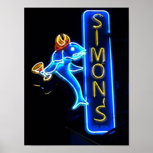 Simons Gorgeous Neon Sign Poster