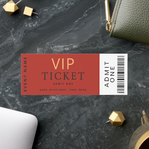 Simpe Editable Red VIP Ticket Template