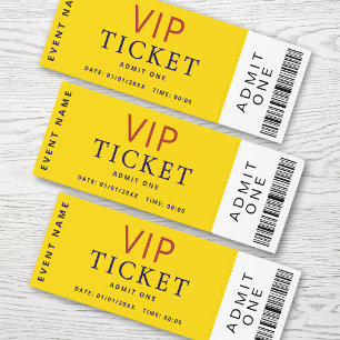 Simpe Editable Yellow VIP Ticket Template