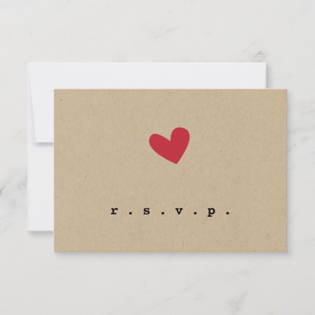Simpe Heart Wedding RSVP Card (Front)