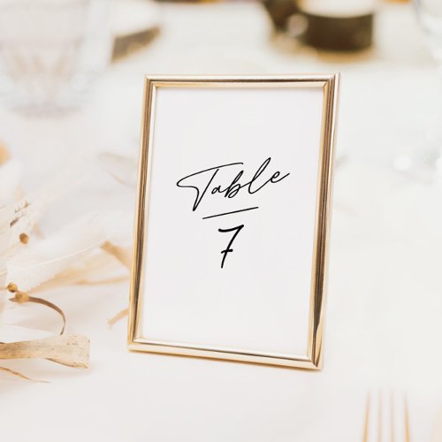 Simpe Minimalist Calligraphy Table Number