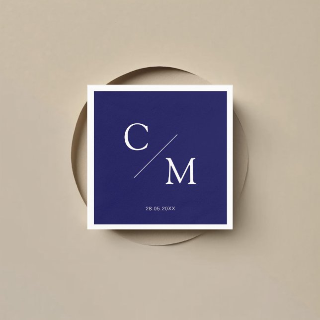 Simpel Elegant Monogramm Blue Napkins (Creator Uploaded)