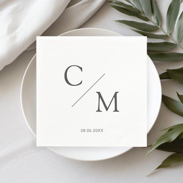 Simpel Elegant Monogramm White Napkins (Creator Uploaded)