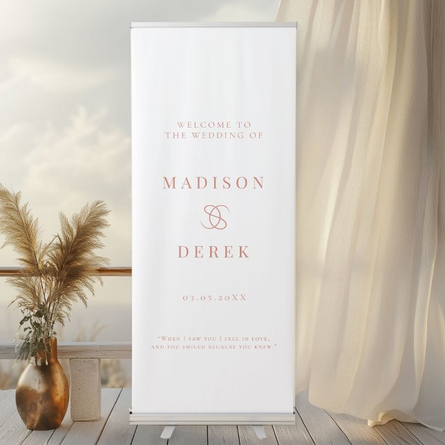Simpel Elegant Wedding WELCOME Retractable Banner (Simpel, Elegant, Wedding "WELCOME" Retractable Banner with your name and date.)
