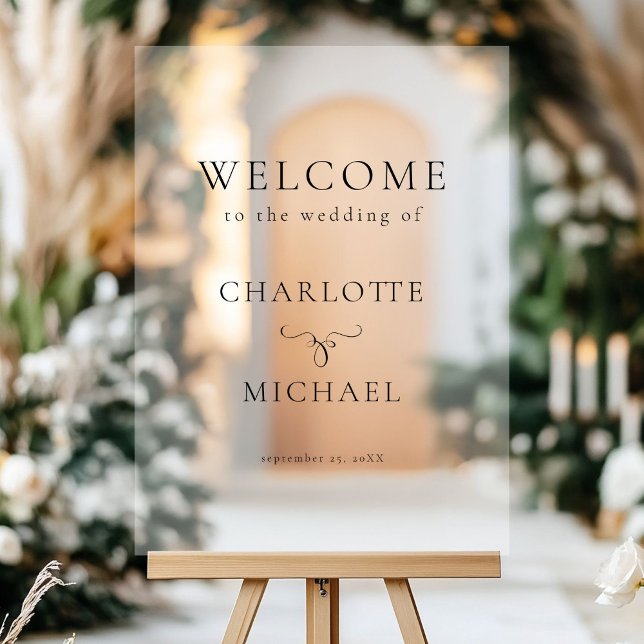 SIMPEL, ELEGANT, "WELCOME"  WEDDING  ACRYLIC SIGN (SIMPEL, ELEGANT, "WELCOME" WEDDING ACRYLIC SIGN with your names and date.)